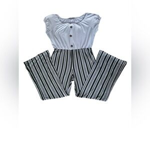 Stylish Kids Striped Romper in green  and White